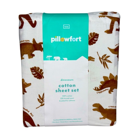 NWT Pillowfort Twin Dinosaur Sheet Set - Picture 1 of 12